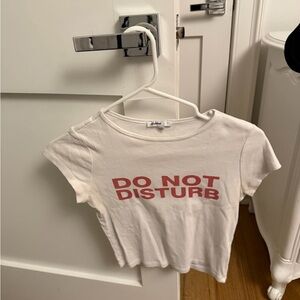 White Crop Top with Red Print